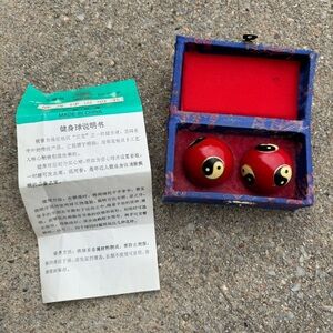 Vintage Chinese Closionne Baoding balls in original silk box